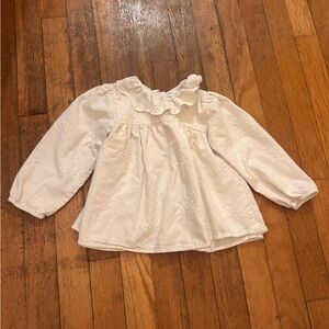 Zara Embroidered Cotton Collared Blouse